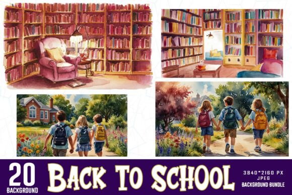 Back to School AI Set Background Bundle: A Creative Resource for Project Development and More