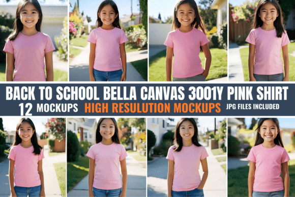 Back to School BC 3001Y Pink Mockups: Elevating Design Presentations for Modern Creators