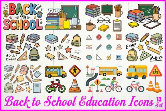 Back to School Education Icons Set: Enhancing Learning Materials with Visual Creativity