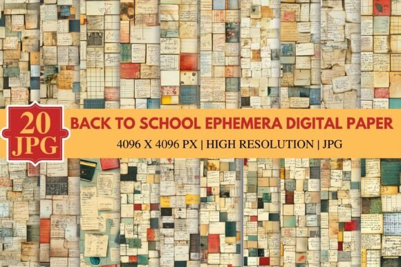 Back to School Ephemera Digital Paper