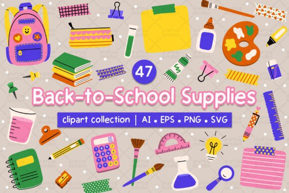 Back to School Supplies Clipart Set: A Creative Resource for Educators and Designers