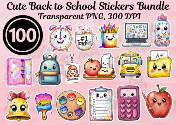 Cute Back to School Stickers Bundle: Transform Your Creative Projects with Adorable Designs