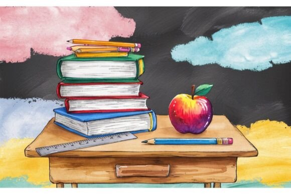 Free Back to School Book Set Background