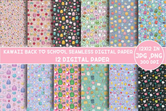 Kawaii Back to School Seamless Digital: A Versatile Design for Creative Projects