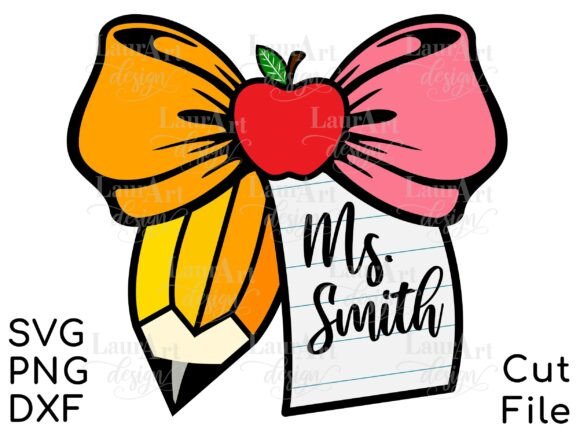 Teacher Bow Pencil Bow Back to School Digital Design Files